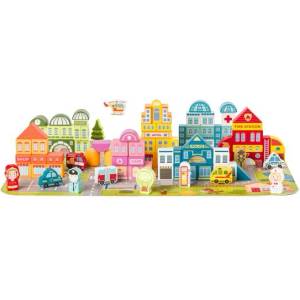 Woodyland Строителни блокчета Град в кофа, 115 бр (92140)