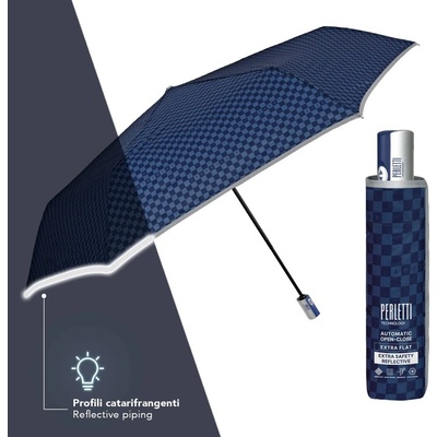 Perletti dámsky plnoautomatický dáždnik Technology reflexný extra flat 21816 Blue
