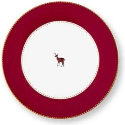 Pip Studio Love Birds Medalion Deer Red talíř 17cm, tmavě červený