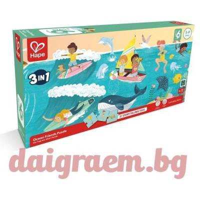 Hape Пъзел hape e1645 - 144 части - Приятели на океана 3 в 1 (h1645)