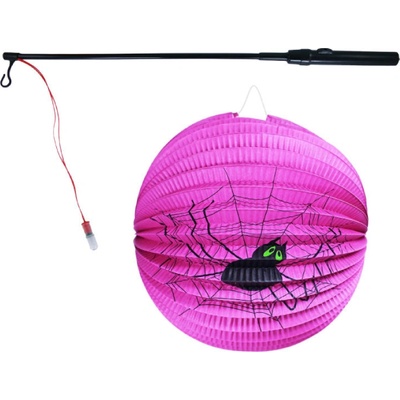 Lampion pavouk Halloween 25 cm se svítící hůlkou 39 cm na baterie