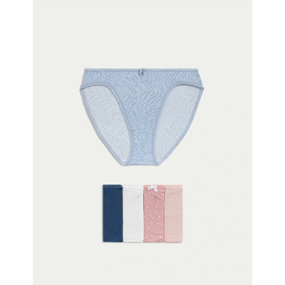 Marks & Spencer Високи бикини от памук и Lycra, 5 бр. Marks & Spencer син Marks & Spencer | Sin | ЖЕНИ | 10