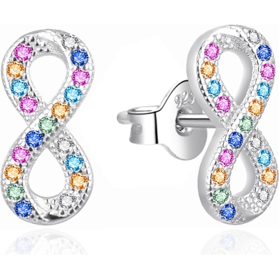 AGATO Hravé náušnice nekonečno s barevnými zirkony AGT-E078PC