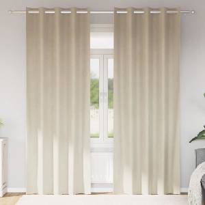 Pure Line Home Кадифени завеси в цвят светлобежов с метални халки, 2 бр. , 140 x 260 см