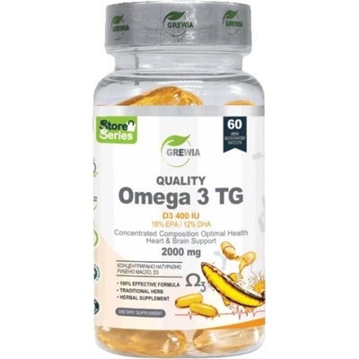 Grewia Quality Omega 3 TG | D₃ (400 IU) - 18% ЕРА | 12% DHA [60 Гел капсули]