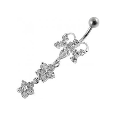 Šperky4U stříbrný piercing do pupíku motýlek BP01192-C