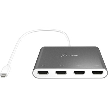 j5create Адаптер j5create JCA366, от USB-C(м) към 4x HDMI(ж), сив, 1080p@60Hz (JCA366)