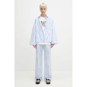 Fiorucci Памучна риза Striped Embroidered Drawstring Shirt (W02SPTLO170CO01BL02)