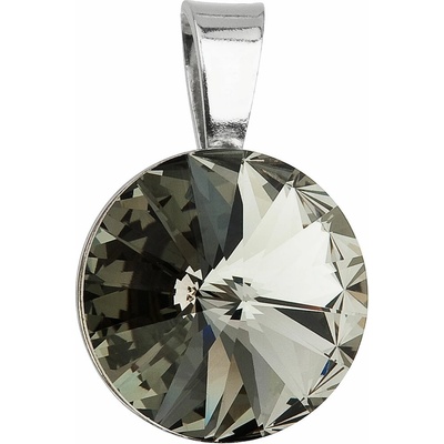 Swarovski Elements Stříbrný náhrdelník šedý kulatý 34112.3 Black Diamond