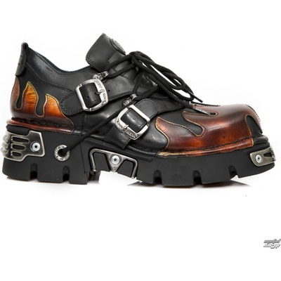 New Rock topánky kožené ITALI NEGRO PULIK FUEGO čierne