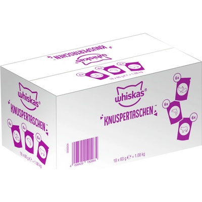Whiskas křupavé taštičky kuřecí a sýr a hovězí a losos 18 x 60 g