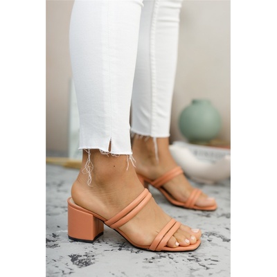 Riccon Дамски чехли с ток 0012222 - Светлооранжеви #325879 (325879_Оранжев)