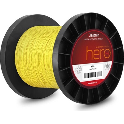 Delphin šňůra HERO 4 fluo žlutá 1000m 0,25mm 16,8kg