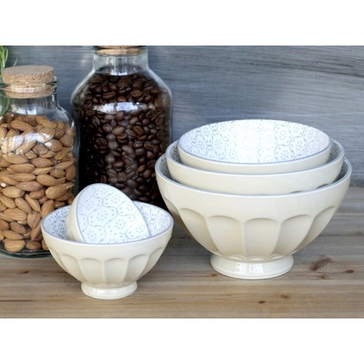 Chic Antique Set 5 ks latté porcelánová miska s kvetmi vo vnútri Arés 15 x 9 cm