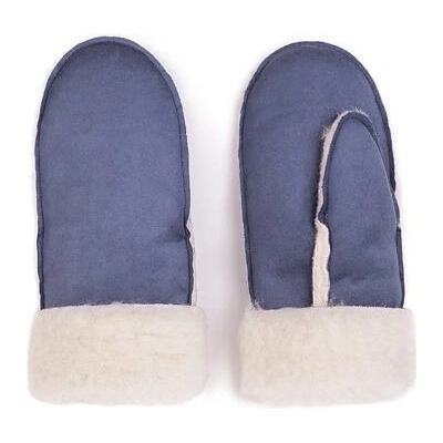 Zimní palčáky velur s ovčí vlnou modrá