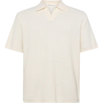 KnowledgeCotton Apparel Мъжка поло тениска KnowledgeCotton Apparel Organic Cotton Knitted Polo shirt - Egret - размер XL (216-8555-0114)