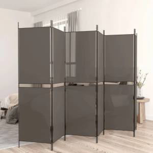vidaXL Параван за стая, 6 панела, антрацит, 300x220 cм, текстил (350256)