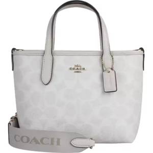 Coach Дамска чанта Coach City Mini Tote, Signature Canvas, Сива (CW032-WHITE)