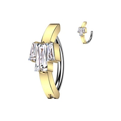 Šperky4U zlacený piercing do pupíku se zirkony WP0095-GD