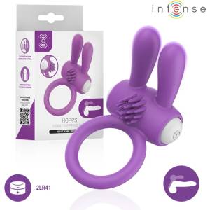  Пенис ринг с клиторен стимулатор, вибрации и ушички - Intense Hopps Purple (D-246280)