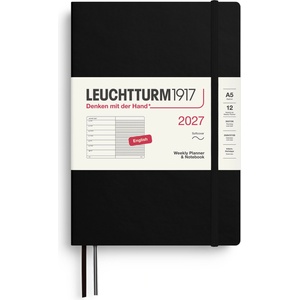 Leuchtturm1917 weekly calendar 2027 medium (A5) with notebook - black - 145 x 210 mm - January-December 2027 - 400231 (400231)