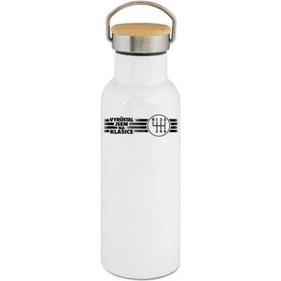 123TRIKO Vyrůstal jsem na klasice, řazení, V1, černý tisk 500 ml motorka
