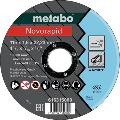 Metabo 616315000 Řezný kotouč 115 mm 25 ks list