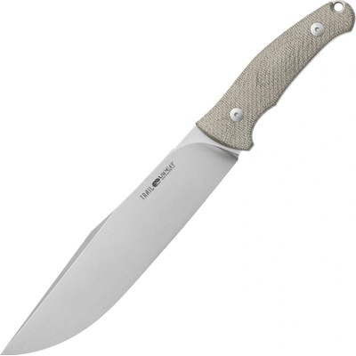 Viper Trail Clip Point Stonewash N690Co, Green Canvas Micarta, Leather sheath VT4066CG