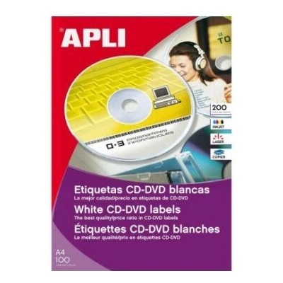 Etikety univerzálne na CD/DVD priemer 114mm Agipa 100 hárkov
