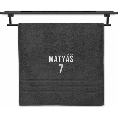 Povlečení Plus osuška pro sportovce se jménem 70 x 140 cm tmavě šedá