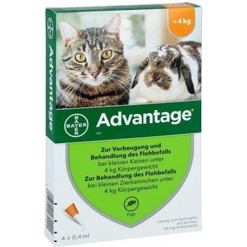 Advantage spot-on pre malé mačky a králiky 40 mg 1 x 0,4 ml