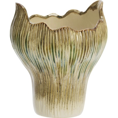 MADAM STOLTZ Kameninová váza Beige / Mustard / Green 22 cm, béžová barva, keramika