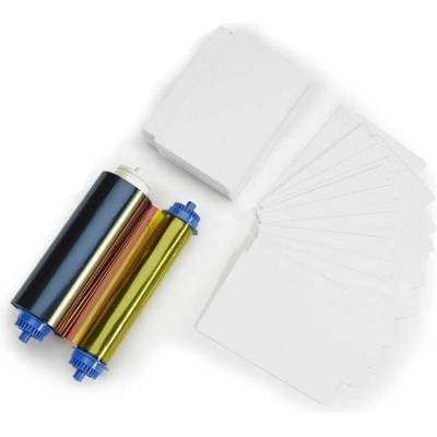 Zebra Комплект цветна термотрансферна лента Zebra ZC10L 105999-10L1, YMCO и 400 PVC карти, 17 mil, с перфорация (105999-10L1)