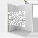 Mexen Kioto+ стена за душ с рафт Walk-in 100 x 200 см, бял модел, златен - 800-100-121-50-85 (800-100-121-50-85)