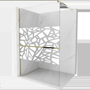 Mexen Kioto+ стена за душ с рафт Walk-in 100 x 200 см, бял модел, златен - 800-100-121-50-85 (800-100-121-50-85)