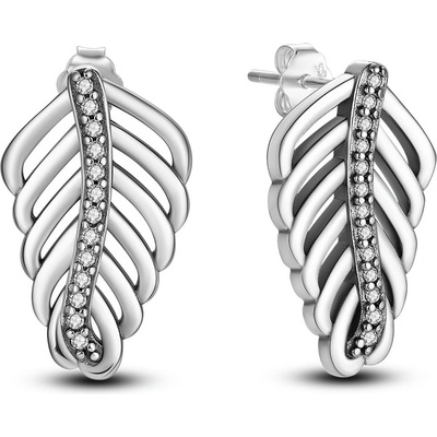 DELIS Сребърни обеци от проба 925, jw505, модел листа, родиево покритие (jw505)