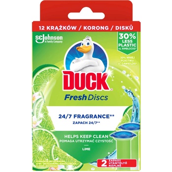 Duck Ароматизатор за тоалетна Duck Fresh Discs, гел, пълнител, лайм, 36 ml, 2 броя