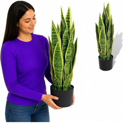 vidaXL Umělá rostlina sansevieria s květináčem 65 cm zelená