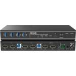 EVOCONNECT KVM Суич 2x1, Двоен HDMI 4K@60 Монитор, 18Gbps, HDCP2.3, HDR/HDR10/HDR10+/Dolby Vision, с RS232 и дистанционно управление (2port_DualHDMImonitor_KVMswitch4K60)