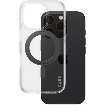 Panzer iPhone 16 Pro PANZERGLASS CARE KICKSTAND CASE силиконов протектор за телефон, удароустойчив, стойка, BLACK 1322 (1322)