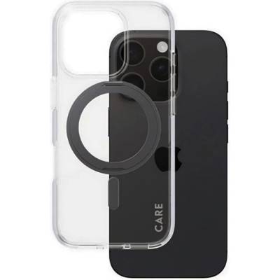 Panzer iPhone 16 Pro PANZERGLASS CARE KICKSTAND CASE силиконов протектор за телефон, удароустойчив, стойка, BLACK 1322 (1322)