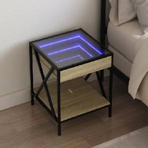 vidaXL Нощна масичка с Infinity LED, дъб сонома, 40x40x49 см (3284097)
