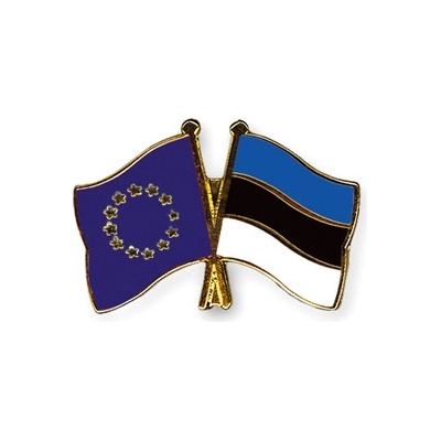Odznak (pins) 22mm vlajka EÚ + Estónsko - farebný