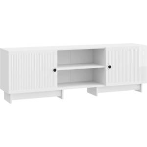 vidaXL ТВ шкаф 150 x 31 x 50 см Бял гланц Инженерен дървен материал (893999)