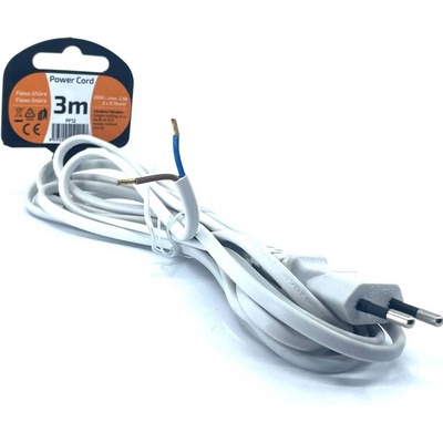 Solight flexo šnúra, 2x 0,75mm2, biela, plochá, vypínač, 3m, PF13