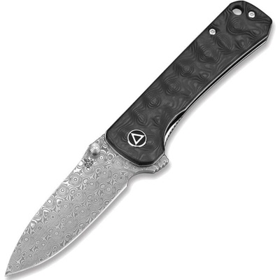 QSP Hawk Laminated Damascus Blade Marbled Carbon Fibre Handle