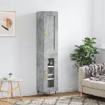 vidaXL Висок шкаф, бетонно сив, 34, 5x34x180 см, инженерно дърво (3200373)