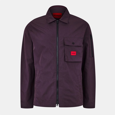 Hugo Риза с дълъг ръкав Hugo Men's Emmond Red Cotton Long Sleeve Zip Overshirt - Purple 543