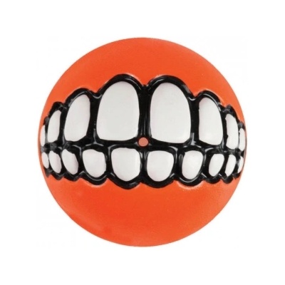 Rogz Grinz Ball M - Кучешка играчка гумена топка с отвор за лакомства 6, 4 см. оранжева