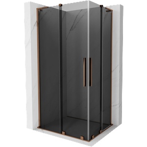 Mexen Velar L Duo плъзгаща се душ кабина 100 x 90 см, графит, розово злато - 871-100-090-02-43-60 (871-100-090-02-43-60)